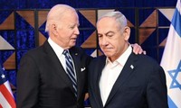 Tổng thống Mỹ Joe Biden trong cuộc gặp Thủ tướng Israel Benjamin Netanyahu tại Tel Aviv ngày 18/10/2023. (Ảnh: Anadolu)