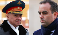 Bộ trưởng Quốc phòng Nga Sergei Shoigu (trái) và người đồng cấp Pháp Sebastien Lecornu. (Ảnh: France24)