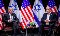 Tổng thống Mỹ Joe Biden trong cuộc gặp Thủ tướng Israel Benjamin Netanyahu tại Tel Aviv ngày 18/10/2023. (Ảnh: Reuters)