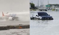 Nhiều tuyến đường và sân bay của UAE ngập nặng sau trận mưa lớn kỷ lục. (Ảnh: AP)