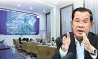 Chủ tịch Thượng viện Campuchia Hun Sen phát biểu về dự án Funan Techo ngày 16/5. (Ảnh: Khmer Times)