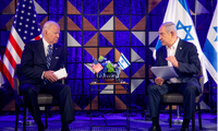 Tổng thống Mỹ Joe Biden trong cuộc gặp Thủ tướng Israel Benjamin Netanyahu tại Tel Aviv ngày 18/10/2023. (Ảnh: Reuters)