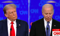 Tổng thống Mỹ Joe Biden và đối thủ Donald Trump trong cuộc tranh luận trực tiếp trên truyền hình CNN ngày 27/6