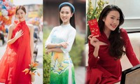Dàn người đẹp Hoa hậu Việt Nam diện áo dài nền nã ngày đầu năm mới