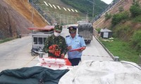 Lực lượng Biên phòng, Hải Quan làm thủ tục xuất khẩu quả vải tươi sang Trung Quốc .Ảnh: Duy Chiến 