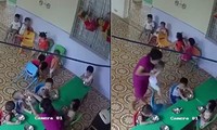 Giáo viên mầm non nhồi nhét thức ăn, đánh không thương tiếc bé trai 2 tuổi ở Hà Nội.(Ảnh: cắt từ clip). 