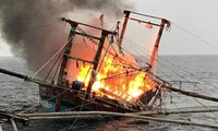 Tàu cá bốc cháy chìm giữa biển, 10 thuyền viên may mắn thoát nạn 