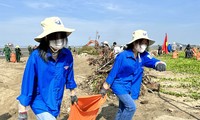 Đoàn viên thanh niên dọn rác, làm sạch bờ biển