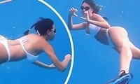 Bạn gái Ronaldo trổ tài bơi lội như nàng tiên cá