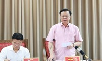 Bí thư Thành ủy Hà Nội Đinh Tiến Dũng phát biểu tại buổi làm việc