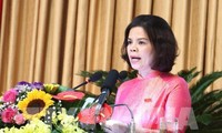 Tân Chủ tịch UBND tỉnh Bắc Ninh Nguyễn Hương Giang phát biểu nhậm chức. Ảnh: Diệp Trương – TTXVN
