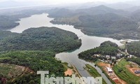 Hồ Đầm Bài đang thiếu hụt nước so với mọi năm