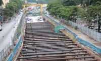 Công trường thi công ga ngầm dự án metro Nhổn - ga Hà Nội