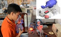 Mô hình máy trợ thở do nhóm sinh viên Khoa Cơ điện - điện tử Trường đại học Lạc Hồng nghiên cứu và chế tạo.