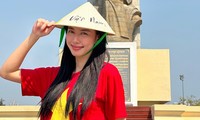 Loạt ảnh ‘Hoa hậu quốc dân’ Thuỳ Tiên giản dị đội nón lá, mặc áo cờ đỏ sao vàng đi từ thiện được khán giả yêu thích 