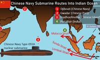 Lối đi của tàu ngầm Trung Quốc từ biển Đông vào Ấn Độ Dương