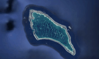 Ảnh vệ tinh đảo Canton thuộc quần đảo Kiribati ở Thái Bình Dương. Căn cứ không quân nằm ở góc trên cùng /Google Earth.
