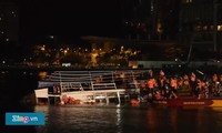 Hiện trường tàu Thảo Vân bị lật khiến 3 người mất tích.