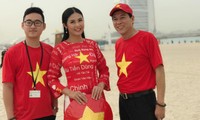 Sang Dubai cổ vũ, Ngọc Hân đặt niềm tin chiến thắng vào tuyển Việt Nam.