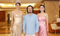 Đạo diễn Hoàng Nhật Nam và Hoa hậu Tiểu Vy, bà Phạm Kim Dung - Phó trưởng BTC cuộc thi Hoa hậu Việt Nam 2020.