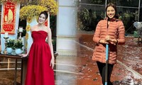 Hình ảnh Hoa hậu Đỗ Thị Hà mặc quần áo của mẹ lau nhà chiều 29 Tết khiến fans thích thú