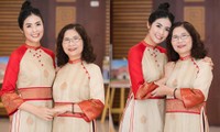 Hoa hậu Ngọc Hân và mẹ diện áo dài đôi dự sự kiện ngoại giao 
