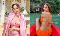 Thuỳ Tiên mặc váy lụa cut-out nóng bỏng ở Ấn Độ, Hoàng Thuỳ khoe dáng sexy với bikini