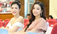 Người đẹp Hoa hậu Việt Nam hội ngộ ở họp báo Siêu cúp bóng đá quốc gia