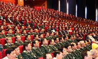 Đoàn đại biểu Đảng bộ Quân đội dự phiên khai mạc Đại hội. Ảnh: Như Ý