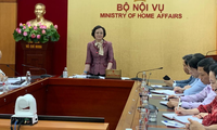 Bộ trưởng Nội vụ Phạm Thị Thanh Trà trong buổi làm việc với các đơn vị trực thuộc 