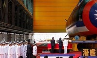 Chiếc tàu ngầm nội địa đầu tiên của Đài Loan ra mắt tháng 9/2023. (Ảnh: Reuters)