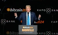 Ông Trump phát biểu tại hội nghị bitcoin ngày 27/7. (Ảnh: AP)