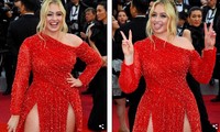 Siêu mẫu ngoại cỡ Iskra Lawrence diện đầm xẻ cao &apos;bất tận&apos; trên thảm đỏ Cannes