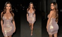 ‘Kim Kardashian nước Anh&apos; diện đầm màu nude sẻ xâu phô vòng 1 ngoại cỡ