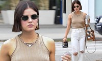 Nữ diễn viên Lucy Hale diện phong cách không nội y xuống phố