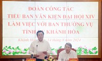 Thường trực Tiểu ban Văn kiện Đại hội Đảng làm việc tại Khánh Hòa