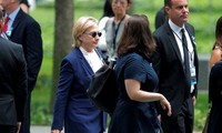 Bà Clinton đến dự sự kiện tại Đài Tưởng niệm Quốc gia 11/9 ở New York. Ảnh: Reuters