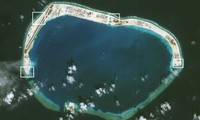 Ảnh vệ tinh chụp đá Vành Khăn cho thấy các cơ sở quân sự mà Trung Quốc đã lắp đặt. Ảnh: Getty Images.