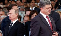 Tổng thống Nga Putin (trái) và tổng thống Ukraine Poroshenko.