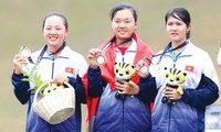 Đội cung nữ Việt Nam giành tấm HCB thứ hai cho Đoàn TTVN. Ảnh: VSI.