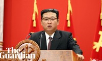 Ông Kim Jong-un trong buổi lễ kỷ niệm 76 năm thành lập Đảng Lao động Triều Tiên. Ảnh: The Guardian.