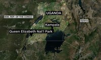Lãnh thổ Uganda trên bản đồ. Khu vực Công viên Quốc gia Nữ hoàng Elizabeth ở phía tây nam được xác định là nơi xảy ra vụ bắt cóc nữ du khách Mỹ