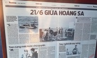 Một trang báo Tiền Phong được Nhà trưng bày sưu tầm và đưa vào tư liệu báo chí về chủ quyền biển đảo. Ảnh: Nguyễn Thành
