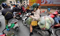 Một người dân mua cả bao tải rau để phòng dịch