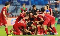 Vẻ hạnh phúc của các tuyển thủ Việt Nam trong trận thắng Jordan- một kỷ niệm ngọt ngào 