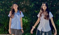 Hai con gái MC Quyền Linh được gọi là &apos;nữ thần đồng phục&apos; khi bắt đầu năm học mới