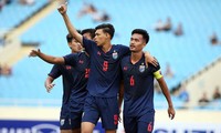 Cầu thủ Thái Lan ăn mừng bàn mở tỷ số. Ảnh: Vnexpress