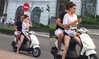 Tranh cãi việc Hồ Ngọc Hà và Kim Lý không đội mũ bảo hiểm đi xe máy ra đường