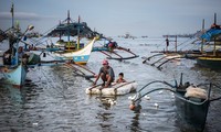 Ngư dân Philippines trên vịnh Subic. Ảnh: NYT