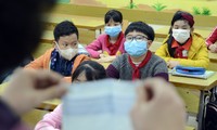 Học sinh Hà Nội phòng chống dịch viêm đường hô hấp cấp ảnh: Mạnh Thắng 